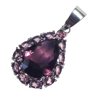 Amethyst Silver Pendant 1.25"